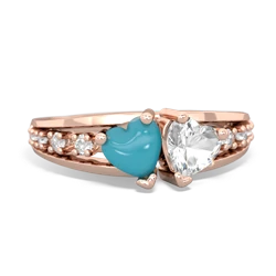 Turquoise Heart To Heart 14K Rose Gold ring R3342