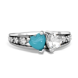 Turquoise Heart To Heart 14K White Gold ring R3342