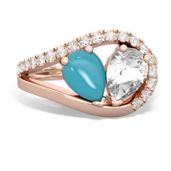 Turquoise Nestled Heart Keepsake 14K Rose Gold ring R5650