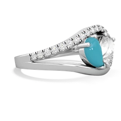 Turquoise Nestled Heart Keepsake 14K White Gold ring R5650