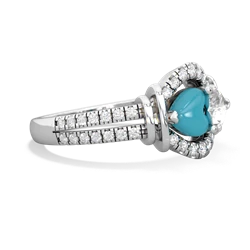 Turquoise Art-Deco Keepsake 14K White Gold ring R5630