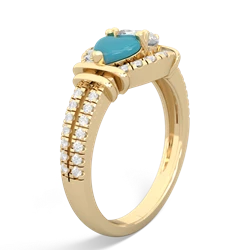 Turquoise Art-Deco Keepsake 14K Yellow Gold ring R5630