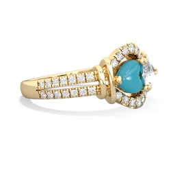 Turquoise Art-Deco Keepsake 14K Yellow Gold ring R5630