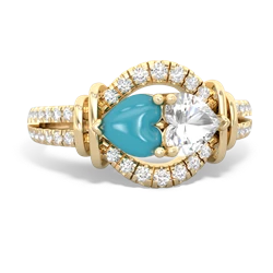 Turquoise Art-Deco Keepsake 14K Yellow Gold ring R5630