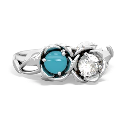 Turquoise Rose Garden 14K White Gold ring R5510