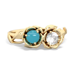 Turquoise Rose Garden 14K Yellow Gold ring R5510