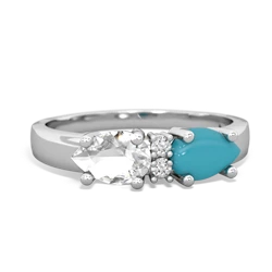 Turquoise Pear Bowtie 14K White Gold ring R0865