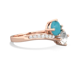 Turquoise Channel Set Two Stone 14K Rose Gold ring R5303