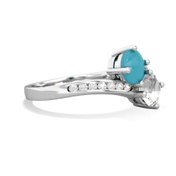 Turquoise Channel Set Two Stone 14K White Gold ring R5303