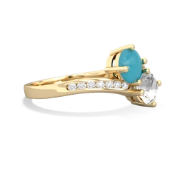 Turquoise Channel Set Two Stone 14K Yellow Gold ring R5303