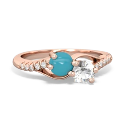 Turquoise Infinity Pave Two Stone 14K Rose Gold ring R5285