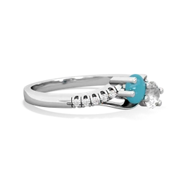 Turquoise Infinity Pave Two Stone 14K White Gold ring R5285