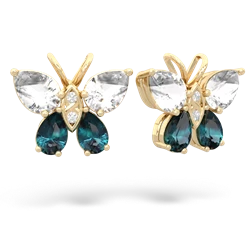 White Topaz Butterfly 14K Yellow Gold earrings E2215