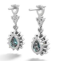 White Topaz Halo Pear Dangle 14K White Gold earrings E1882