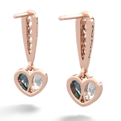 White Topaz Filligree Heart 14K Rose Gold earrings E5070