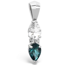 White Topaz Bowtie Drop 14K White Gold pendant P0865