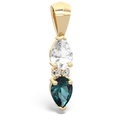 White Topaz Bowtie Drop 14K Yellow Gold pendant P0865