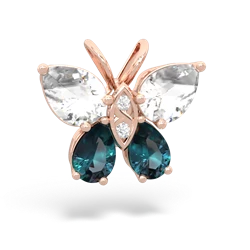 White Topaz Butterfly 14K Rose Gold pendant P2215