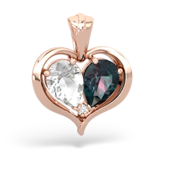 White Topaz Two Become One 14K Rose Gold pendant P5330