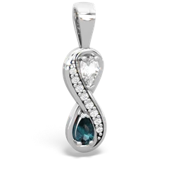 White Topaz Diamond Infinity 14K White Gold pendant P5390