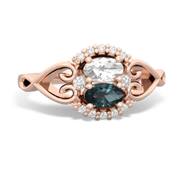 White Topaz Love Nest 14K Rose Gold ring R5860