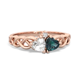 White Topaz Heart To Heart Braid 14K Rose Gold ring R5870