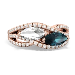 White Topaz Diamond Rivers 14K Rose Gold ring R3070