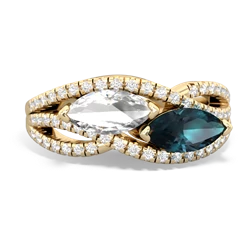 White Topaz Diamond Rivers 14K Yellow Gold ring R3070