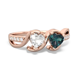 White Topaz Side By Side 14K Rose Gold ring R3090