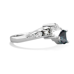 White Topaz Snuggling Hearts 14K White Gold ring R2178