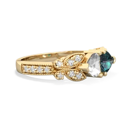 White Topaz Diamond Butterflies 14K Yellow Gold ring R5601