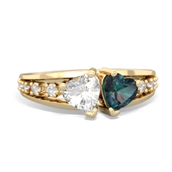 White Topaz Heart To Heart 14K Yellow Gold ring R3342