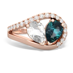 White Topaz Nestled Heart Keepsake 14K Rose Gold ring R5650