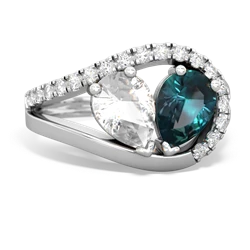 White Topaz Nestled Heart Keepsake 14K White Gold ring R5650