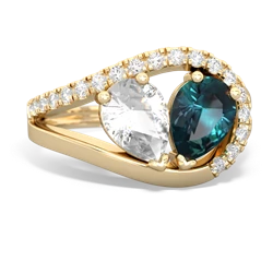 White Topaz Nestled Heart Keepsake 14K Yellow Gold ring R5650