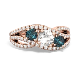 White Topaz Three Stone Aurora 14K Rose Gold ring R3080