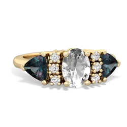 White Topaz Antique Style Three Stone 14K Yellow Gold ring R2186