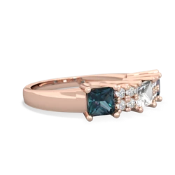 White Topaz Three Stone Diamond Cluster 14K Rose Gold ring R2592