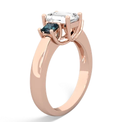 White Topaz Three Stone Emerald-Cut Trellis 14K Rose Gold ring R4021