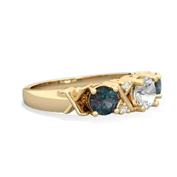 White Topaz Hugs And Kisses 14K Yellow Gold ring R5016