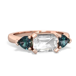 White Topaz Three Stone 14K Rose Gold ring R5235