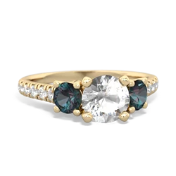 White Topaz Pave Trellis 14K Yellow Gold ring R5500