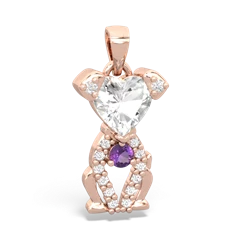 White Topaz Puppy Love 14K Rose Gold pendant P5800