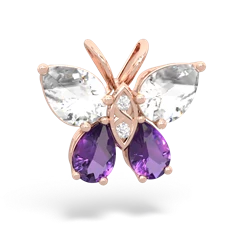 White Topaz Butterfly 14K Rose Gold pendant P2215