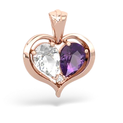 White Topaz Two Become One 14K Rose Gold pendant P5330