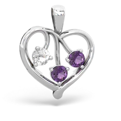 White Topaz Glowing Heart 14K White Gold pendant P2233