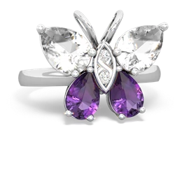 White Topaz Butterfly 14K White Gold ring R2215