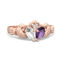 White Topaz 'Our Heart' Claddagh 14K Rose Gold ring R2388