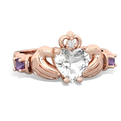 White Topaz Claddagh Keepsake 14K Rose Gold ring R5245