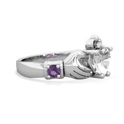 White Topaz Claddagh Keepsake 14K White Gold ring R5245